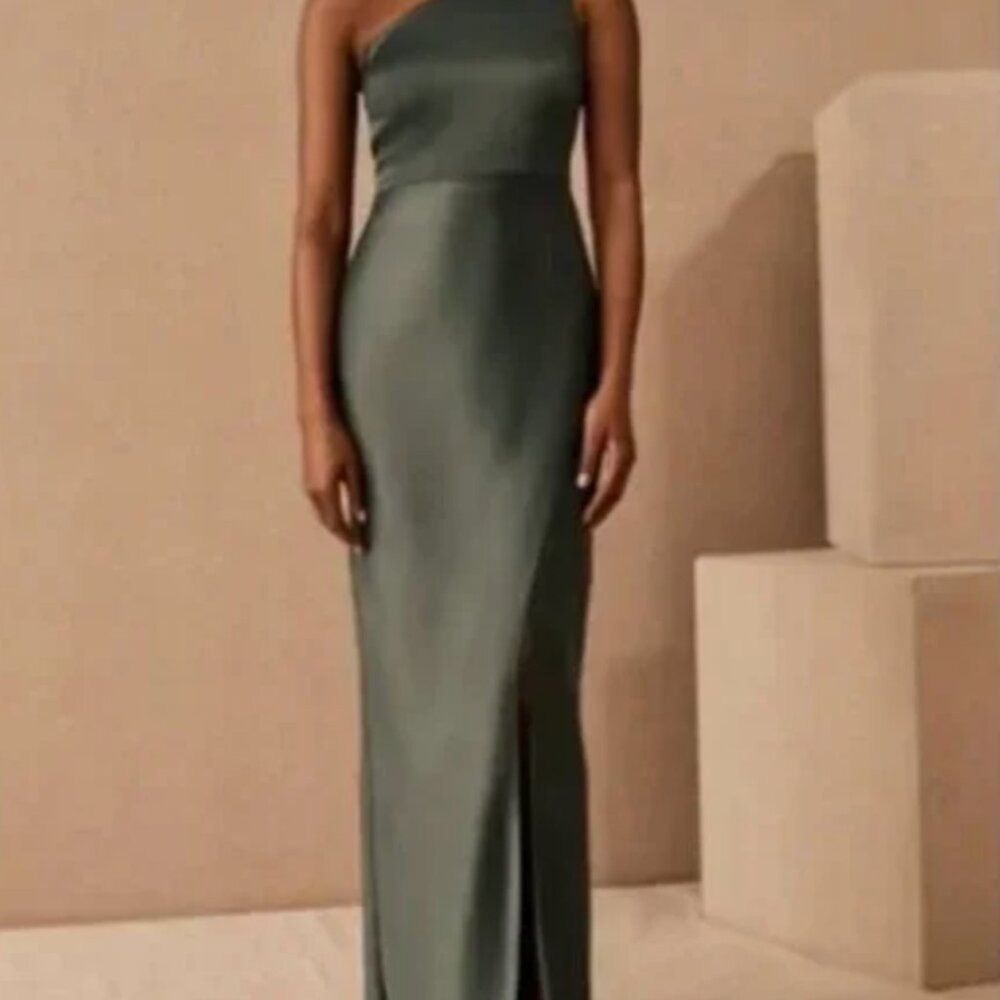 Anthropologie BHLDN Dylan One Shoulder Satin Charmeuse Gown Dress